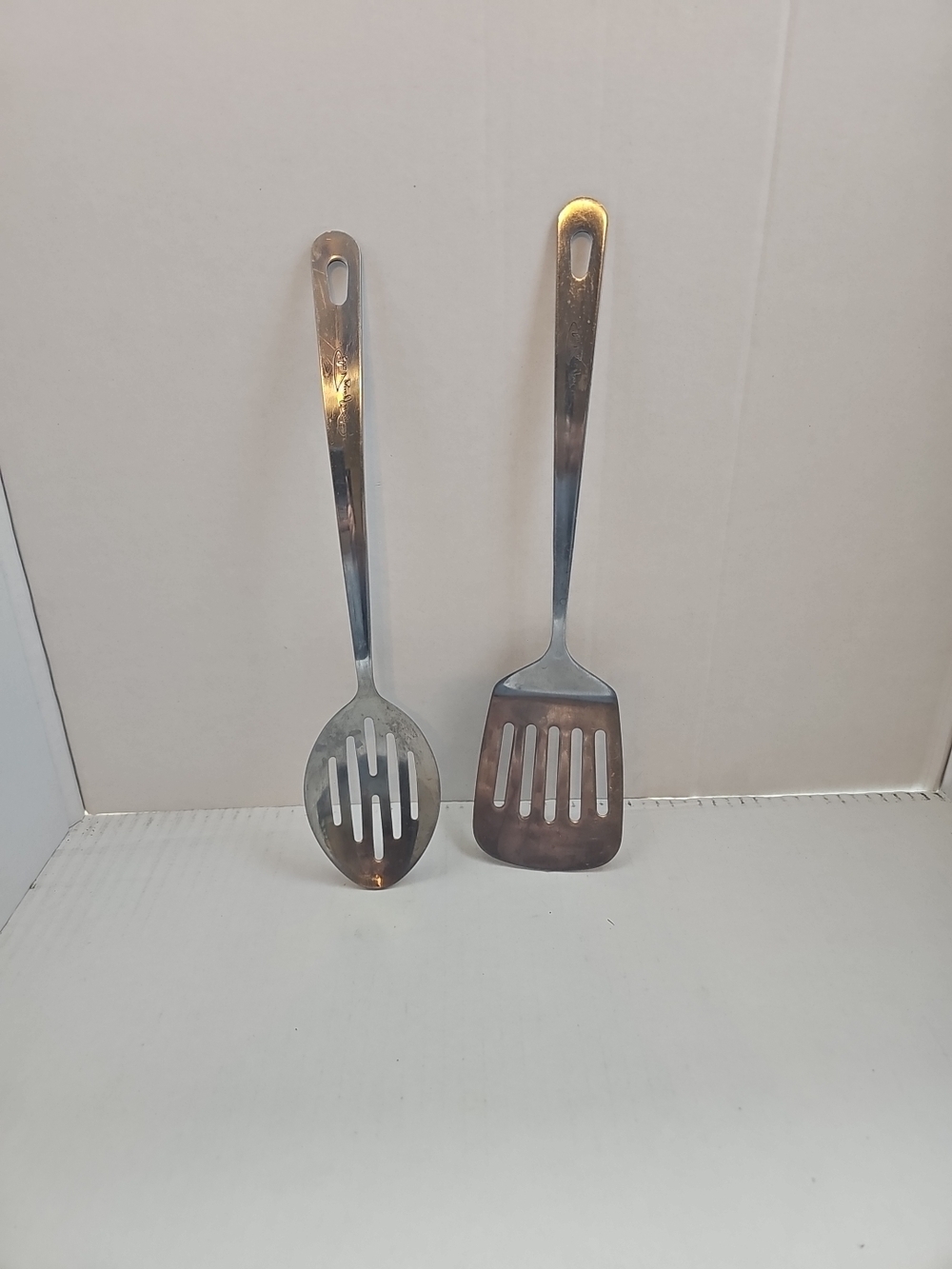 Stainless Steel Slotted Turner and Spoon Set - Silver By Wolfgang Puck